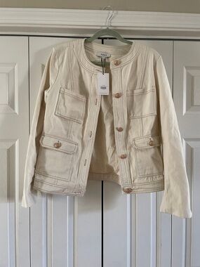 Akris Punto Cream Collarless Cotton Jacket
